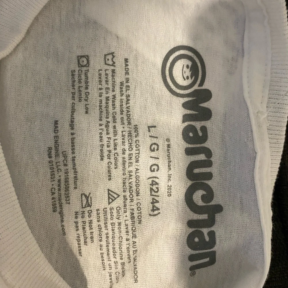 White Short Sleeve Men’s Youth Tshirt w Maurchan Instant Lunch Logo - Picture 2 of 3